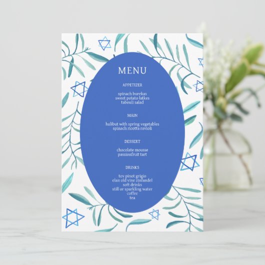 Bar Bat Mitzvah Joods Huwelijk Botanisch op Maat Menu (Staand voorkant)