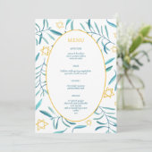 Bar Bat Mitzvah Joodse bruiloft Botanicals Custom Menu (Staand voorkant)