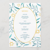 Bar Bat Mitzvah Joodse bruiloft Botanicals Custom Menu (Voorkant)