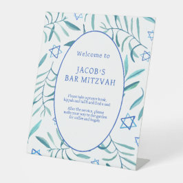Bar Bat Mitzvah Joodse bruiloft Botanicals Custom Reclamebord Met Voetstuk