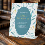 Bar Bat Mitzvah Joodse bruiloft Botanicals Custom Reclamebord Met Voetstuk<br><div class="desc">Perfect aangepast teken voor een bat mitswa, bar mitswa of andere Joodse viering! Handgemaakte waterverf kunst voor jou! VOLLEDIG ! Klik hierboven op "Personaliseren" om de tekst te bewerken. Klik op "bewerken met behulp van het ontwerpgereedschap" om de lettertypen, kleuren en plaatsingen aan te passen en om het ontwerp van...</div>