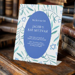 Bar Bat Mitzvah Joodse bruiloft Botanicals Custom Reclamebord Met Voetstuk<br><div class="desc">Perfect aangepast teken voor een bat mitswa, bar mitswa of andere Joodse viering! Handgemaakte waterverf kunst voor jou! VOLLEDIG ! Klik hierboven op "Personaliseren" om de tekst te bewerken. Klik op "bewerken met behulp van het ontwerpgereedschap" om de lettertypen, kleuren en plaatsingen aan te passen en om het ontwerp van...</div>