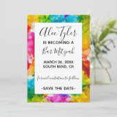 Bar Bat Mitzvah Kleur sparen de Datum Save The Date (Staand voorkant)