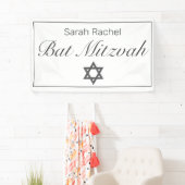 Bar Bat Mitzvah Modern Minimalistisch Wit Zwart Spandoek (Insitu)
