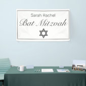 Bar Bat Mitzvah Modern Minimalistisch Wit Zwart Spandoek (Beurs)