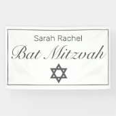Bar Bat Mitzvah Modern Minimalistisch Wit Zwart Spandoek (Horizontaal)