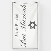 Bar Bat Mitzvah Modern Minimalistisch Wit Zwart Spandoek (Verticaal)