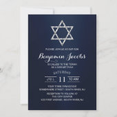 Bar Bat Mitzvah Modern Navy Blue Star van David Kaart (Voorkant)