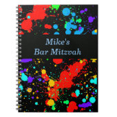 Bar, Bat Mitzvah Neon Verfspatten Gastboek Notitieboek (Voorkant)