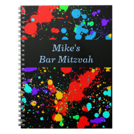 Bar, Bat Mitzvah Neon Verfspatten Gastboek Notitieboek
