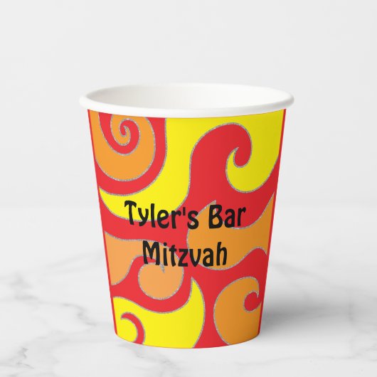 Bar Bat Mitzvah Paper Cup Hippie Swirls Papieren Bekers (Voorkant)