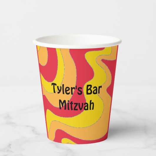 Bar Bat Mitzvah Paper Cup Hippie Waves Papieren Bekers (Voorkant)