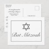 Bar Bat Mitzvah RSVP Aankondiging uitnodiging (Voorkant / Achterkant)