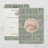 Bar Bat Mitzvah RSVP Card Baseball Theme Kaartje (Voorkant / Achterkant)