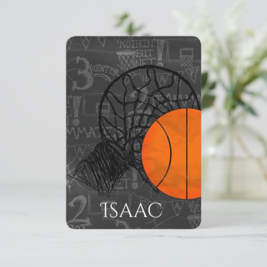 Bar Bat Mitzvah RSVP Card Basketball Theme (Staand voorkant)