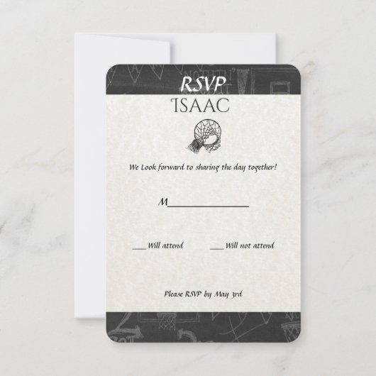 Bar Bat Mitzvah RSVP Card Basketball Theme (Achterkant)