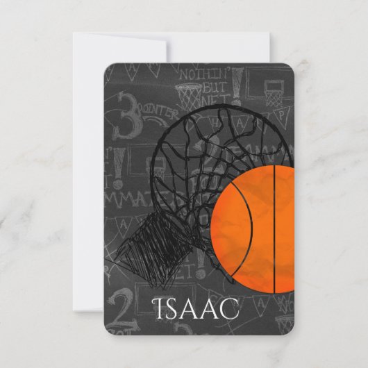 Bar Bat Mitzvah RSVP Card Basketball Theme (Voorkant)