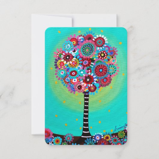 Bar Bat Mitzvah RSVP Kaart Boom des Levens (Voorkant)