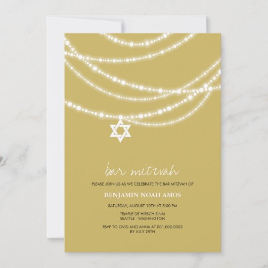Bar / bat mitzvah sparkles ster van David Invite Kaart (Voorkant)