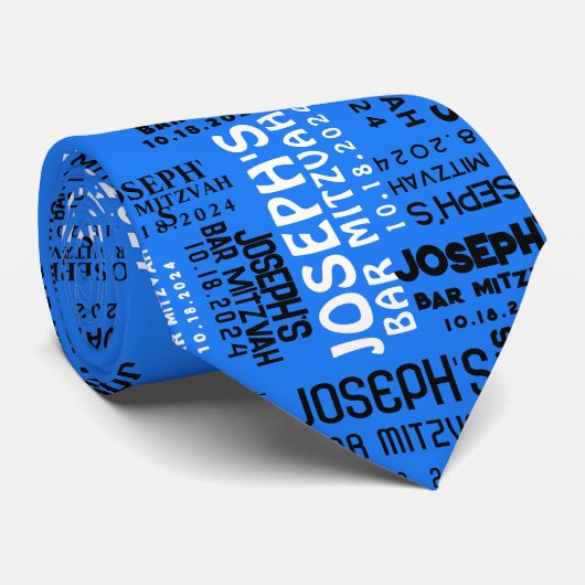 Bar & Bat Mitzvah Speciale Dag Blauw Stropdas (Opgerold)
