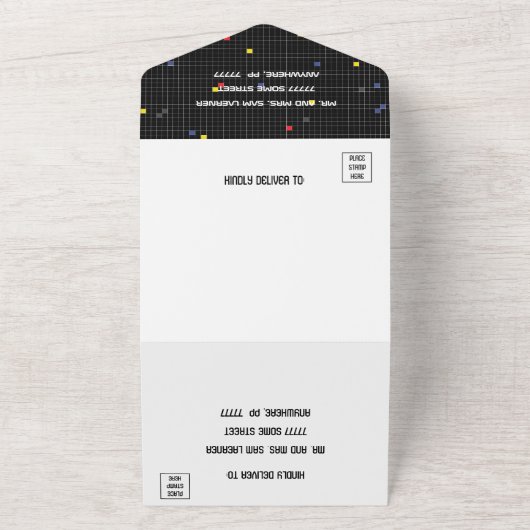 Bar Bat Mitzvah spel op All In One Uitnodiging (Buitenkant)