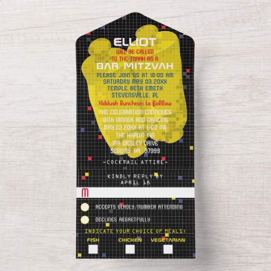 Bar Bat Mitzvah spel op All In One Uitnodiging (Binnen)