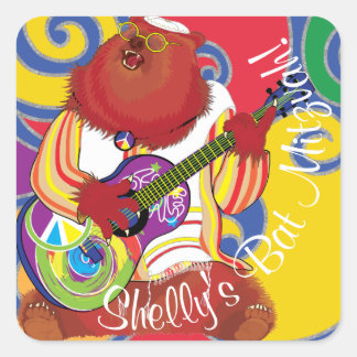 Bar Bat Mitzvah Swirls Hippie Beer Vierkante Stick Sticker
