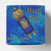 Bar-Bat Mitzvah Torah op Blauw Marmer Gepersonalis Bedankdoosjes (Bovenkant)