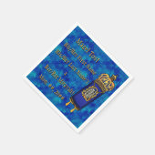 Bar-Bat Mitzvah Torah op Blauw Marmer Gepersonalis Servet (Hoek)