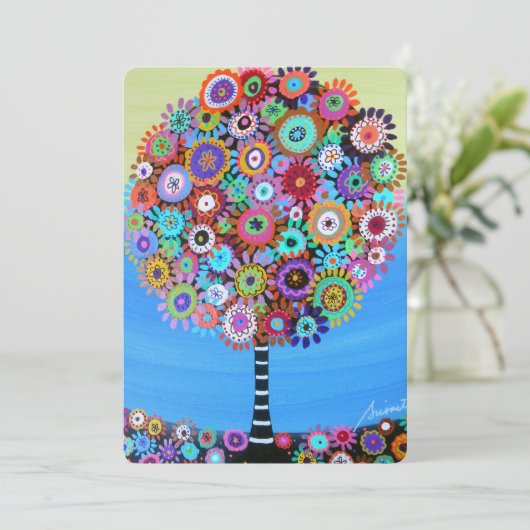 bar bat mitzvah TREE OF Life INVITATIES Kaart (Staand voorkant)