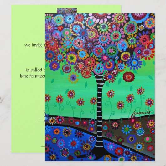 Bar Bat Mitzvah TREE VAN LIFE-uitnodigingen Kaart (Voorkant / Achterkant)