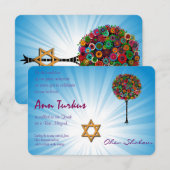 Bar Bat Mitzvah Uitnodiging (Voorkant / Achterkant)