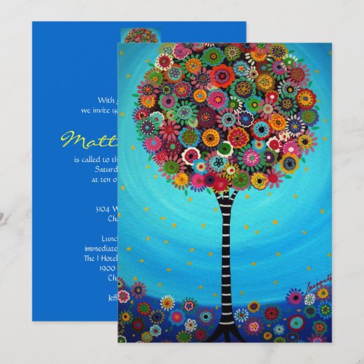 Bar Bat Mitzvah Uitnodiging (Voorkant / Achterkant)