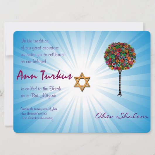 Bar Bat Mitzvah Uitnodiging (Voorkant)