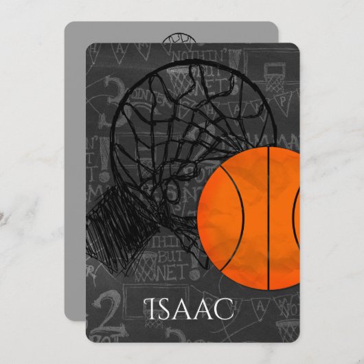 Bar Bat Mitzvah Uitnodiging Basketball Thema (Voorkant / Achterkant)