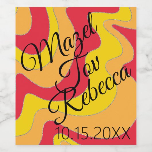 Bar Bat Mitzvah Wine Etiket Hippie (Enkel label)