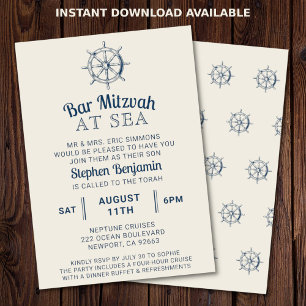 Bar Bat Mitzvah Yacht Party Ship's Wheel Nautical Kaart