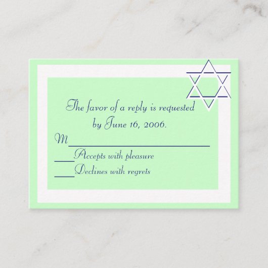 Bar/BBT Mitzvah Invitation Response Card Informatiekaartje (Voorkant)