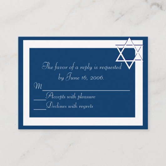 Bar/BBT Mitzvah Invitation Response Card Informatiekaartje (Voorkant)