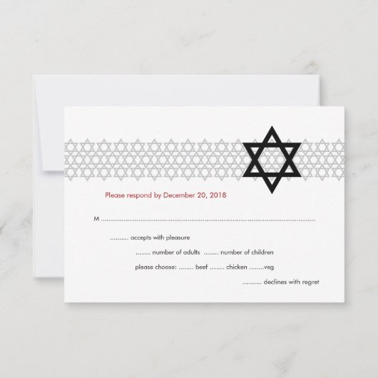 Bar/BBT Mitzvah RSVP-kaart RSVP Kaartje (Achterkant)