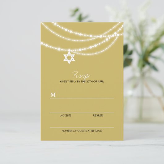 Bar / BBT Mitzvah sparkles ster van David RSVP-kaa RSVP Kaartje (Staand voorkant)