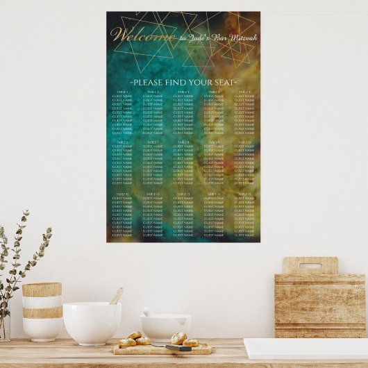 Bar & BBT Mitzvah uit dit World Seating Chart Poster (Keuken)