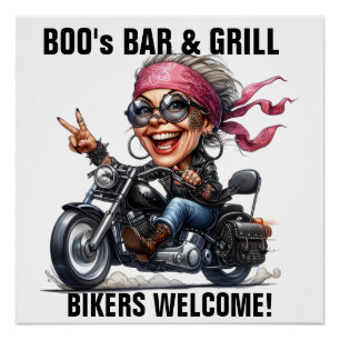 Bar. Bikers welkom teken Perfect Poster