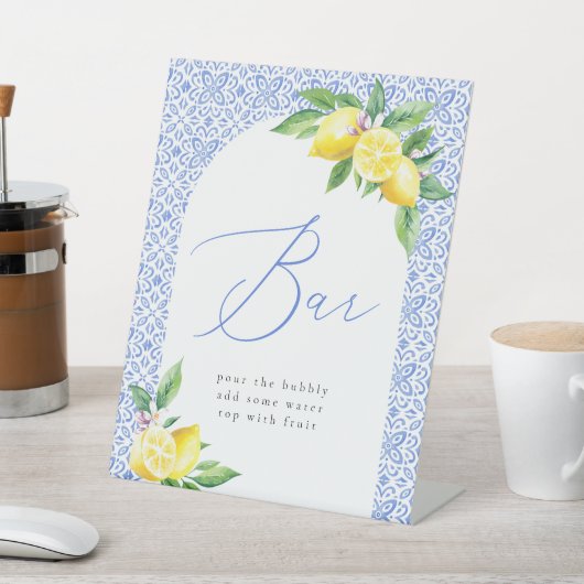 Bar Citroen Italiaans Blauw Tegel Positano Reclamebord Met Voetstuk (Insitu)