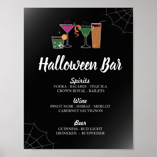 Bar Cocktails Gothic Halloween Sign Party Drinken Poster (Voorkant)