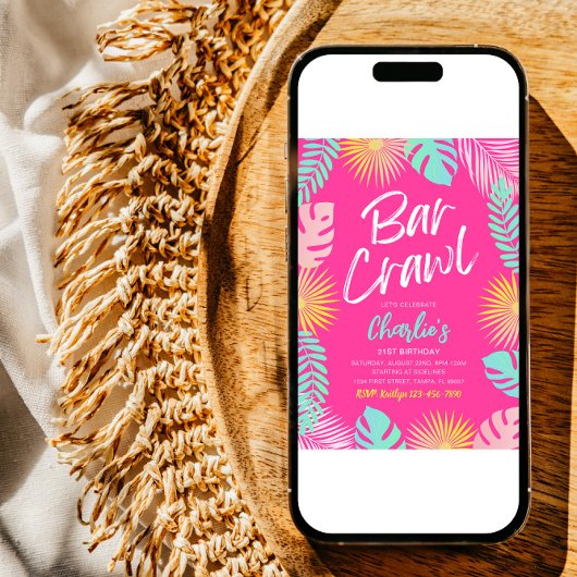 Bar Crawl Verjaardag uitnodiging