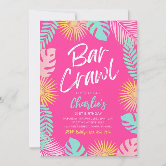 Bar Crawl Verjaardag uitnodiging (Voorkant)