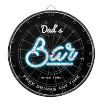 Bar Dad's Any Name Blue Neon Effect Funny Slogan