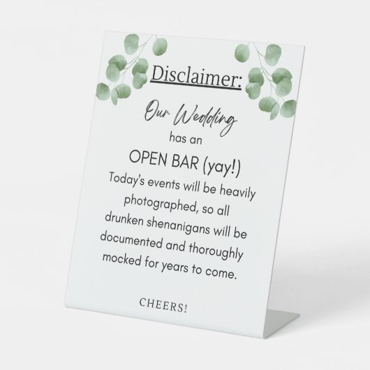 Bar Disclaimer Reclamebord Met Voetstuk (Voorkant)