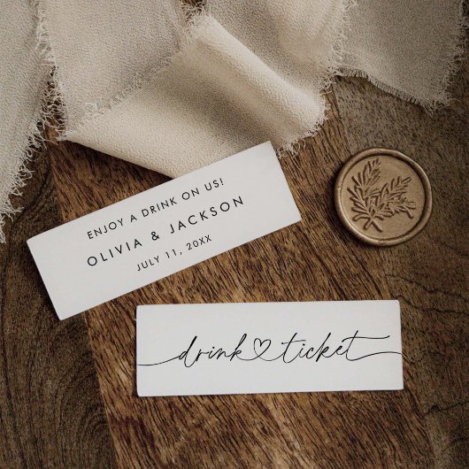 Bar Drink Ticket Wedding Beverage Token Kaart O100